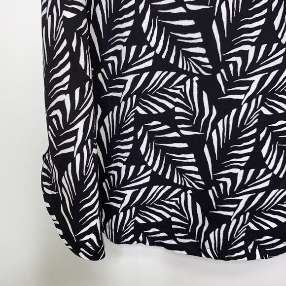 LOFT Black White Palm Easy Lightweight Blouse Top - Picture 3 of 7